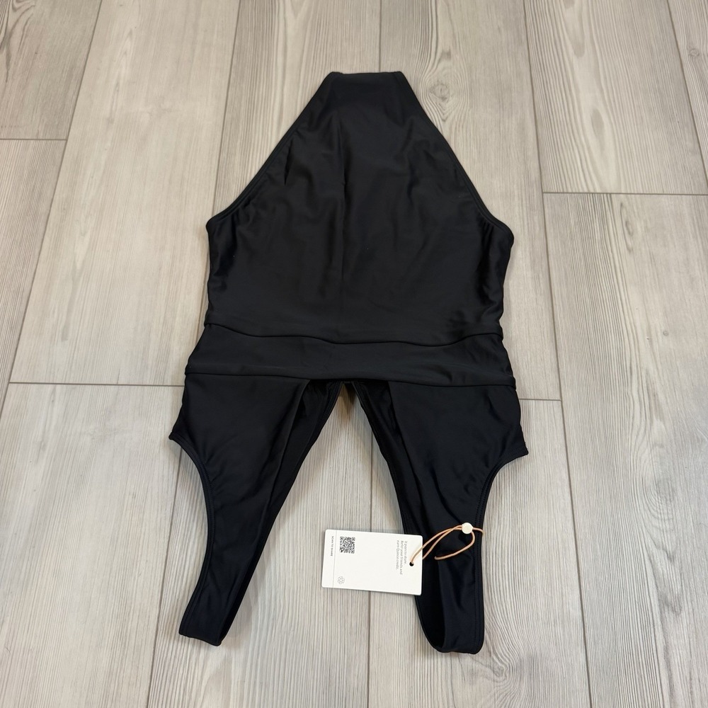 NWT Quince Italian Plunge One-Piece Swimsuit, Large, Black - Picture 7 of 12